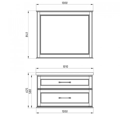 Комплект мебели для ванной ASB-Woodline Венеция 100 1195601 подвесной Белый с патиной Серебро