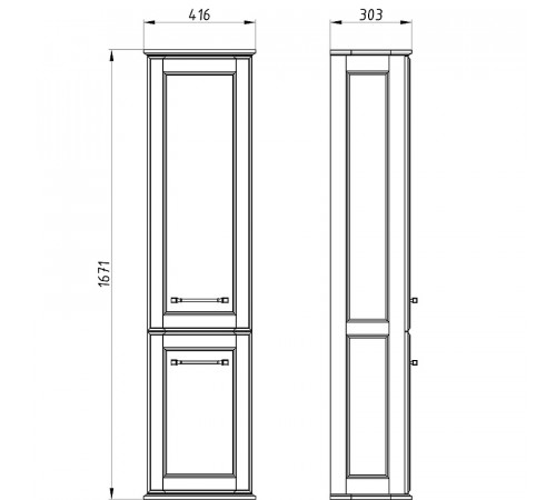 Шкаф пенал ASB-Woodline Венеция 40 11965 подвесной Белый с патиной Серебро