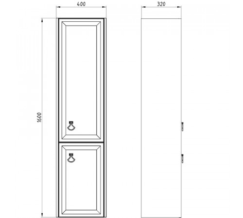 Шкаф пенал ASB-Woodline Риола 40 12420 Слоновая кость