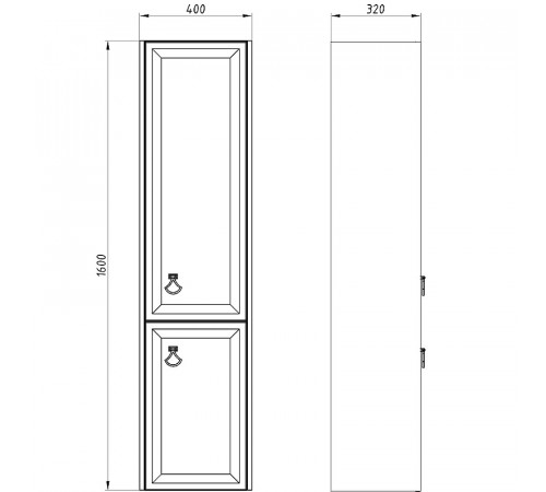 Шкаф пенал ASB-Woodline Риола 40 12420 подвесной Капучино