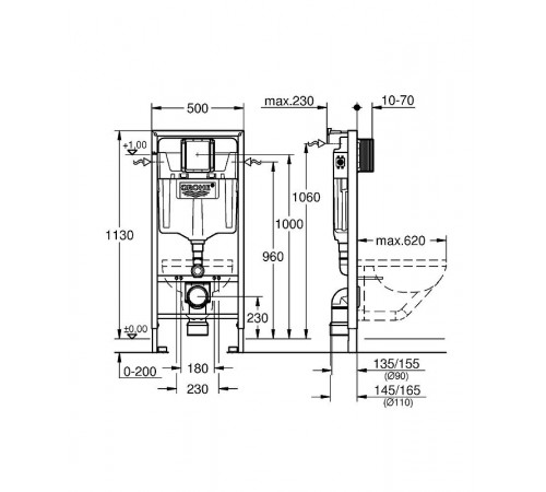 Инсталляция Grohe Rapid SL 38536001 для унитаза без клавиши