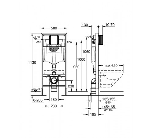 Инсталляция Grohe Rapid SL 38584001 для унитаза без клавиши