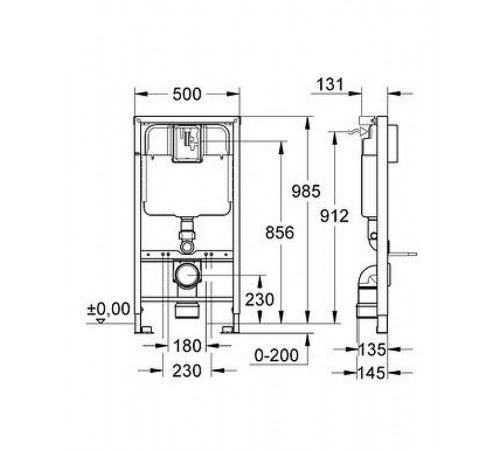 Инсталляция Grohe Rapid SL 38712001 для унитаза без клавиши смыва