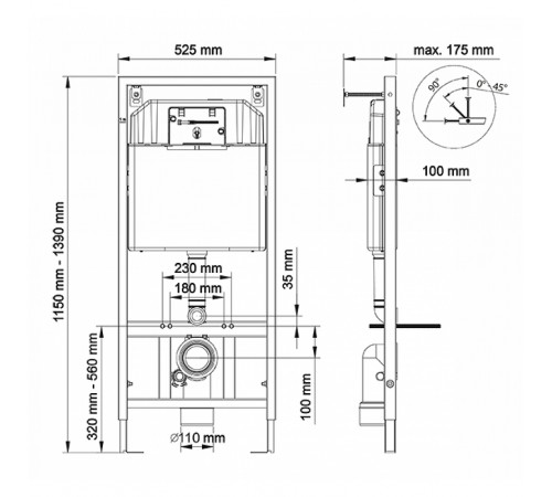 Инсталляция Berges Novum 040221 для унитаза с Белой клавишей смыва