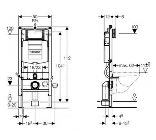 Инсталляция Geberit Duofix Sigma UP320 111.300.00.5 для унитаза со смывным бачком