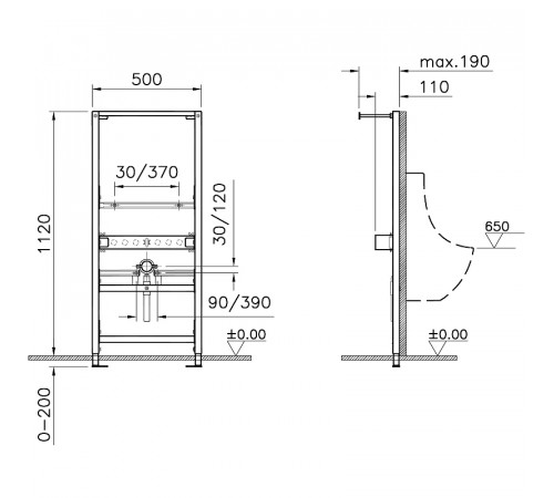 Инсталляция Vitra Frame 880-3800 для писсуара Синяя