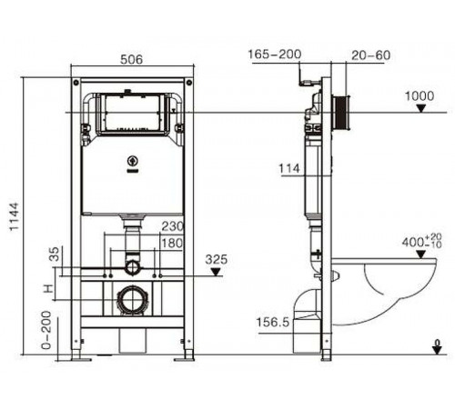 Инсталляция WeltWasser WW Amberg 506 10000005662 для унитаза без клавиши смыва