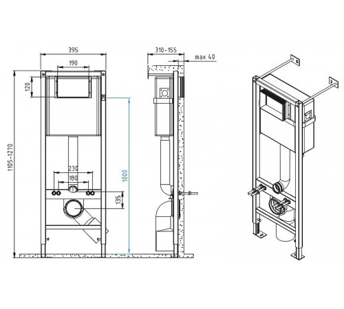 Инсталляция Cersanit Vector 64184 для унитаза с Белой клавишей смыва