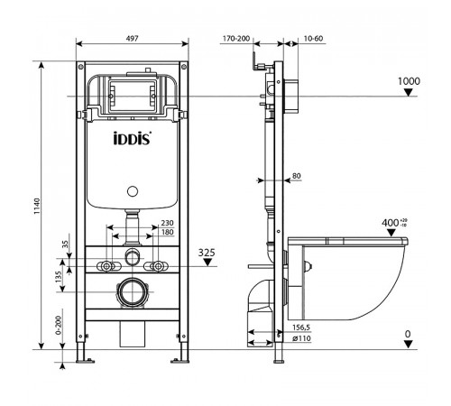 Инсталляция Iddis Optima Home OPH00GCi32K для унитаза с клавишей смыва Хром