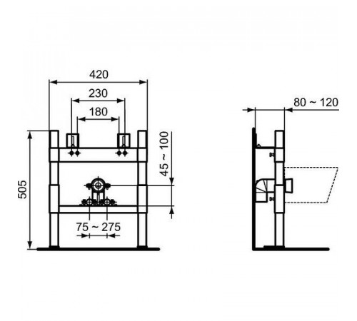 Инсталляция Ideal Standard Prosys R015967 для биде с крепежом