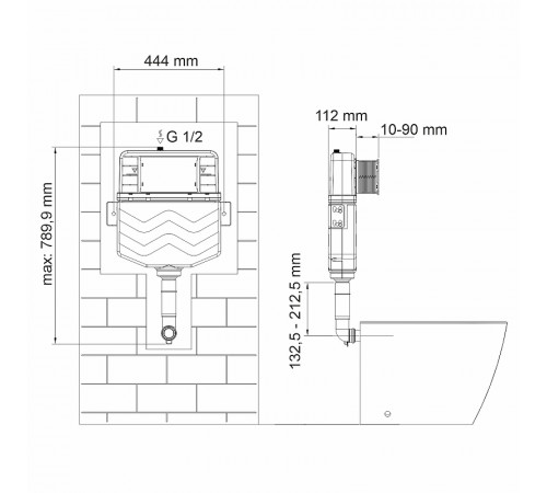 Смывной бачок WasserKRAFT Aller 10TLT.031.ME.PB01 для унитаза с Черной глянцевой клавишей смыва