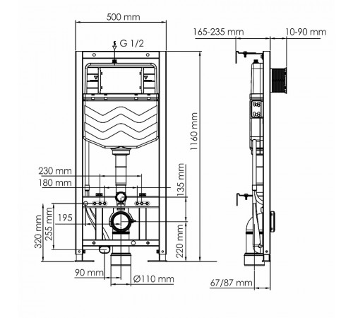 Инсталляция WasserKRAFT Aller 10TLT.010.ME.CH01 для унитаза с клавишей смыва Хром