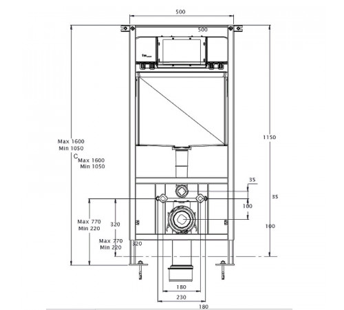 Инсталляция Azario AZ-8010-1000 для унитаза без клавиши смыва