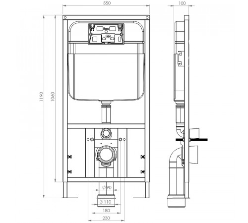 Инсталляция SantiLine SL-04 с Черной матовой клавишей смыва