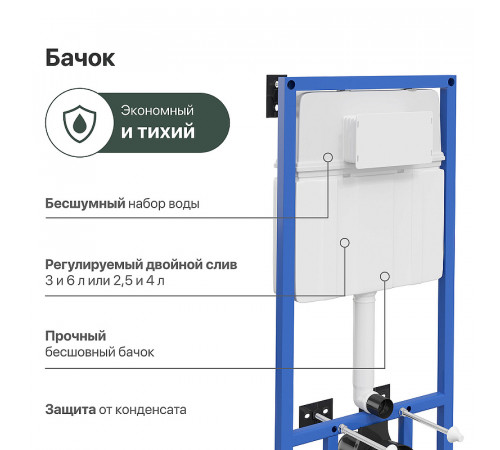 Инсталляция STWORKI 510163 для унитаза с Белой матовой клавишей смыва