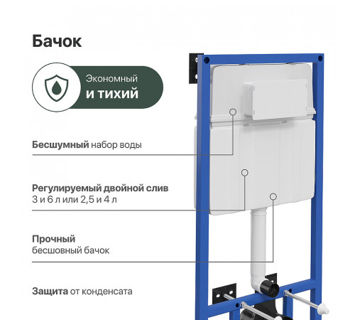 Инсталляция STWORKI 510163 для унитаза с Черной матовой клавишей смыва