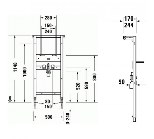 Инсталляция Duravit DuraSystem WD2001000000 для раковины Серая