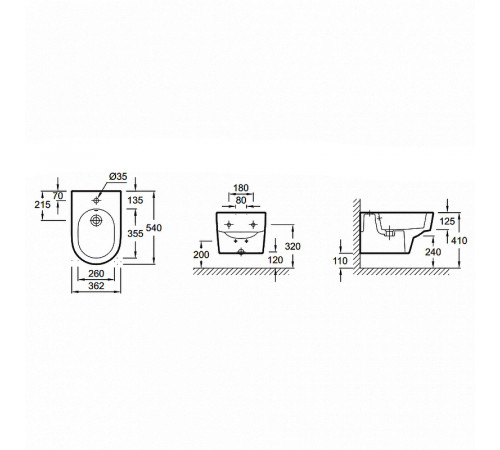 Биде Jacob Delafon Odeon Rive Gauche EMG0002-00 подвесное Белое