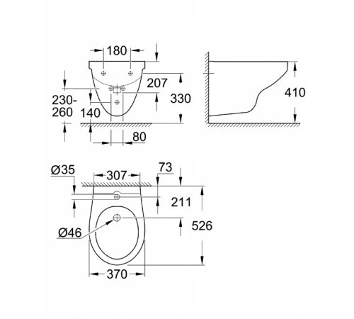 Биде Grohe Bau Ceramic 39433000 подвесное Альпин-белое