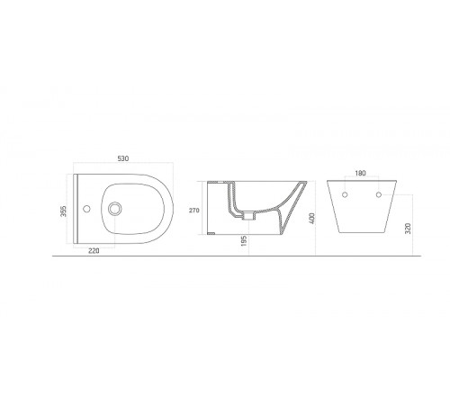 Биде Logan L3WB AVVA 288927 подвесное Черное матовое