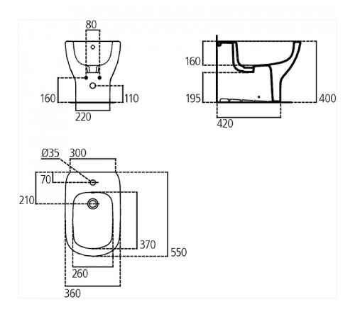 Биде Ideal Standard Tesi T3540V1 Белое матовое