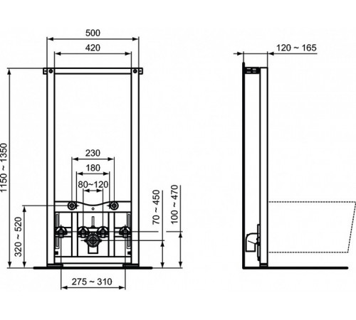 Комплект биде с инсталляцией Ideal Standard Tesi D386801 Белый