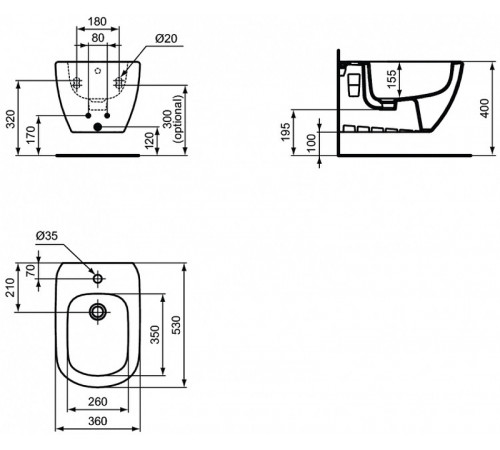 Комплект биде с инсталляцией Ideal Standard Tesi D386801 Белый