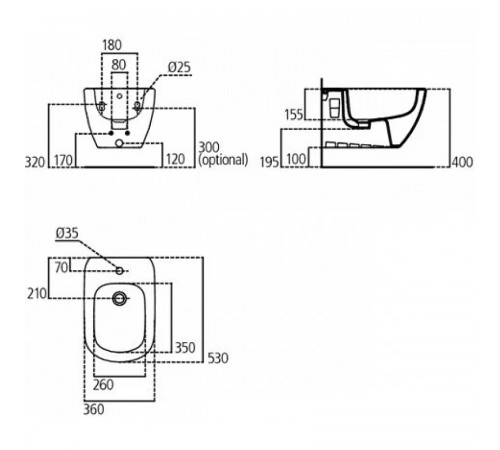 Биде Ideal Standard Tesi T457001 подвесное Белое