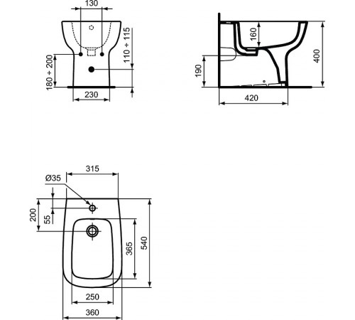 Биде Ideal Standard Esedra T281301 Белое