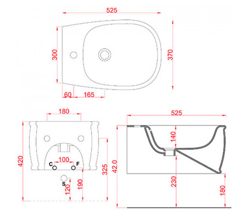 Биде Artceram Ateiler ATB001 01 00 подвесное Белое