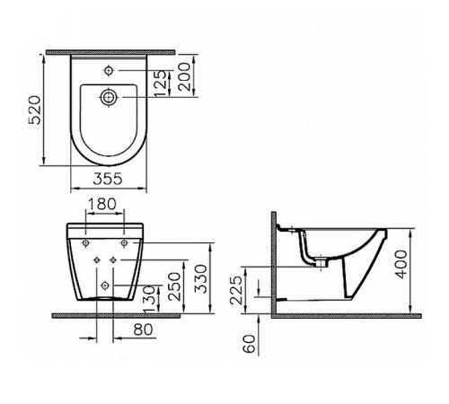 Биде Vitra S50 5324B003-0288 подвесное Белое