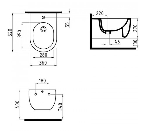 Биде Bien Vokha MDBA05201VD1W5000 подвесное Белое