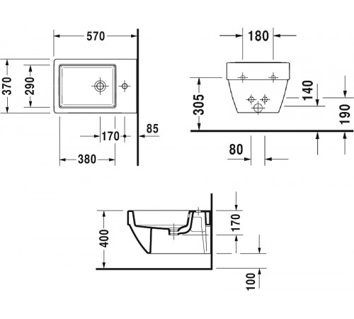 Биде Duravit Vero Air 2274150000 подвесное Белое