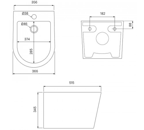 Биде Iddis Calipso CALRW02i82 подвесное Белое глянцевое