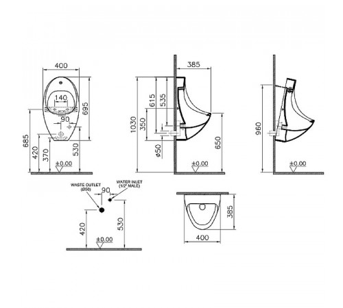 Писсуар Vitra Arkitekt 4106B003-5597 подвесной Белый