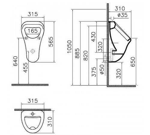 Писсуар Vitra Arkitekt 6202B003-0198 подвесной Белый