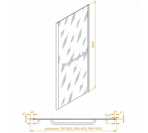 Душевая стенка RGW Z-060-1B 100 352206100-14 профиль Черный стекло прозрачное