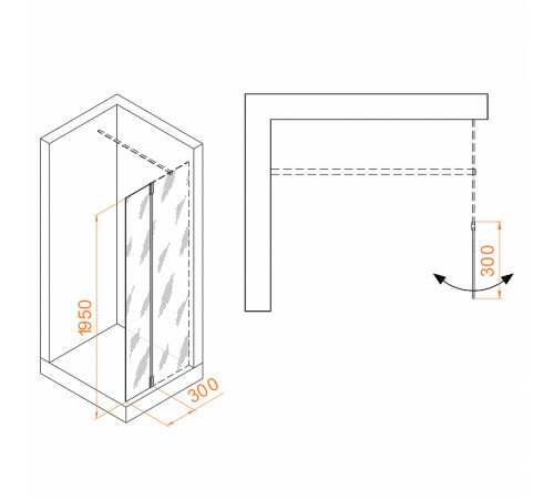 Душевая стенка RGW Z-071B 30 352207103-14 профиль Черный стекло прозрачное