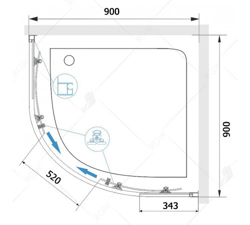 Душевой уголок RGW Classic CL-54 90х90 32095499-11 профиль Хром стекло прозрачное