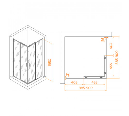 Душевой уголок RGW Passage PA-030B 90x90 3508103099-24 профиль Черный стекло матовое-сатинат