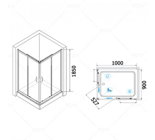 Душевой уголок RGW Passage PA-146 100х90 020814690-11 профиль Хром стекло прозрачное