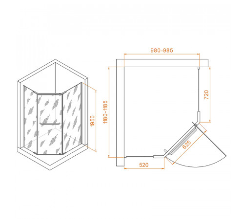 Душевой уголок RGW Passage PA-091B 120x100 35089102-14 профиль Черный стекло прозрачное