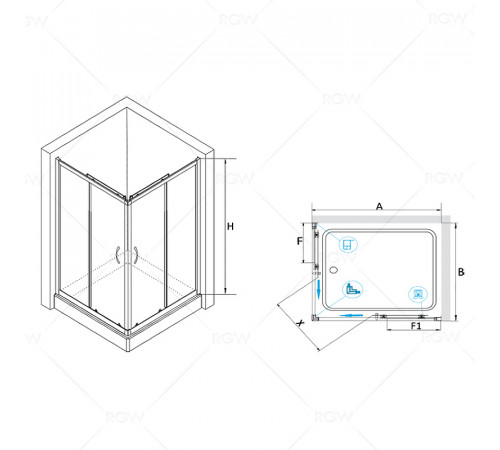 Душевой уголок RGW Passage PA-146B 90x70 020814679-14 профиль Черный стекло прозрачное