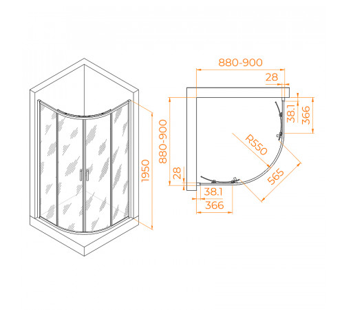 Душевой уголок RGW Passage PA-52B 90x90 03085299-14 профиль Черный стекло прозрачное