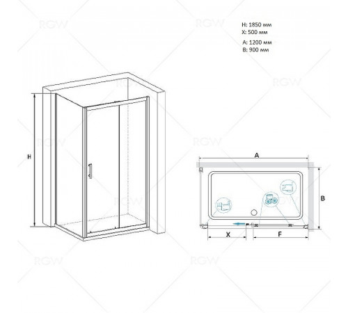 Душевой уголок RGW Passage PA-145 120х90 020814592-11 профиль Хром стекло прозрачное