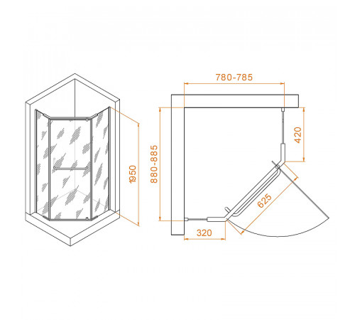 Душевой уголок RGW Passage PA-091B 90x80 35089189-14 профиль Черный стекло прозрачное