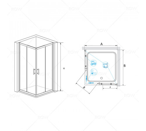 Душевой уголок RGW Passage PA-31B 100x100 02083100-14 профиль Черный стекло прозрачное