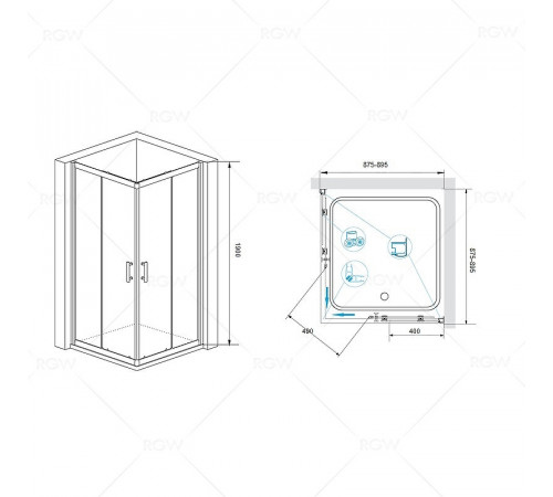 Душевой уголок RGW Passage PA-31 90х90 02083199-11 профиль Хром стекло прозрачное