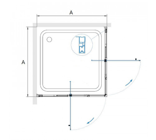 Душевой уголок RGW Passage PA-038B 80x80 350803888-14 профиль Черный стекло прозрачное