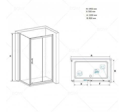 Душевой уголок RGW Passage PA-145 120х80 020814582-11 профиль Хром стекло прозрачное